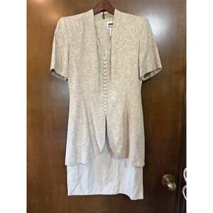 Vintage 1980s Lois Snyder DANI MAX Paisley Print Beige Dress